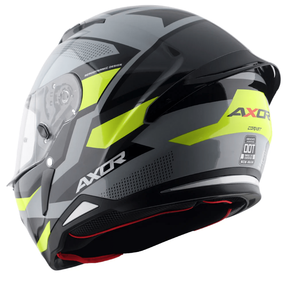 AXOR HUNTER CORNET FULL FACE MOTORCYCLE HELMET BLACK MATTE_FLUORESCENT YELLOW