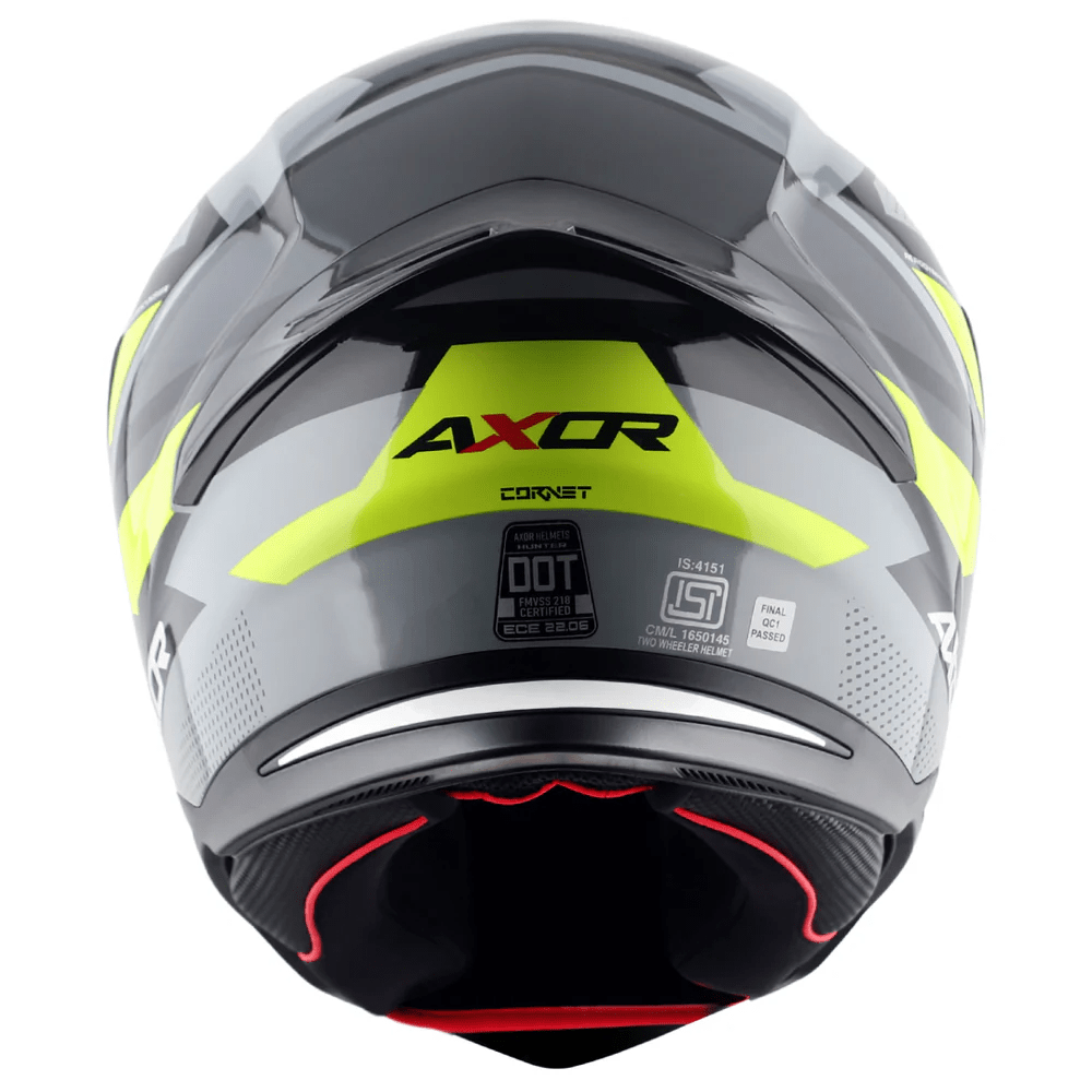 AXOR HUNTER CORNET FULL FACE MOTORCYCLE HELMET BLACK MATTE_FLUORESCENT YELLOW