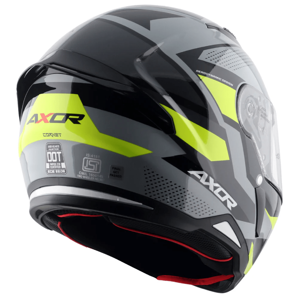 AXOR HUNTER CORNET FULL FACE MOTORCYCLE HELMET BLACK MATTE_FLUORESCENT YELLOW