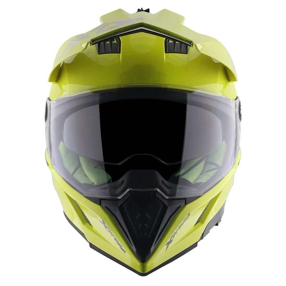 AXOR X-CROSS SPORT DUAL VISOR MOTORCYCLE HELMET FLUORESCENT YELLOW