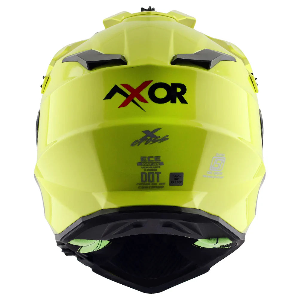 AXOR X-CROSS SPORT DUAL VISOR MOTORCYCLE HELMET FLUORESCENT YELLOW