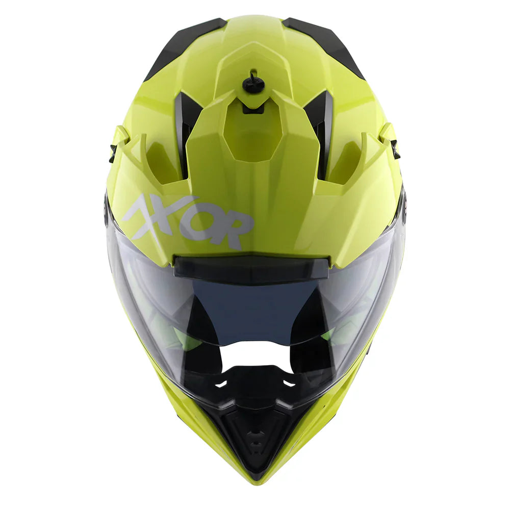 AXOR X-CROSS SPORT DUAL VISOR MOTORCYCLE HELMET FLUORESCENT YELLOW