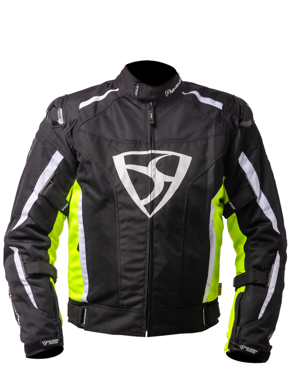 MUGENRACE DIAVOLO-1 Moto Textil Chaqueta Negro Amarillo Fluor Blanco