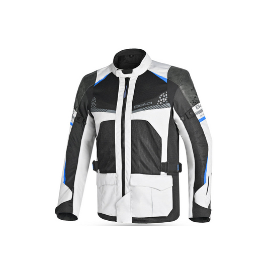 BELA Onsaker Motorcycle Textile Jacket - White Black Blue