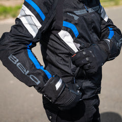 BELA Highland Motorcycle Riding Jacket Men Black Blue 