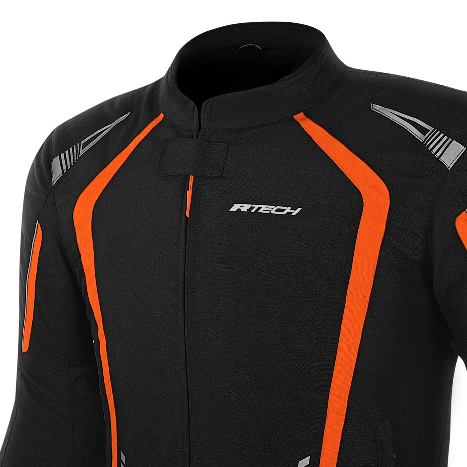 R-TECH MARSHAL MOTORCYCLE TEXTILE JACKET BLACK ORANGE