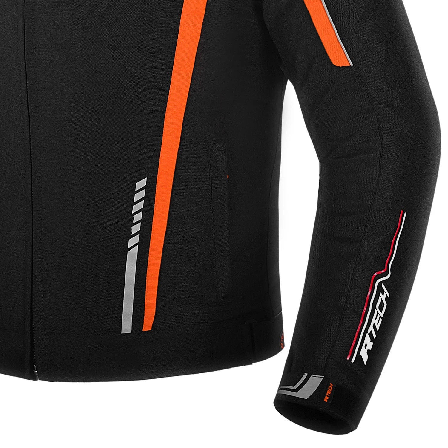 R-TECH MARSHAL MOTORCYCLE TEXTILE JACKET BLACK ORANGE