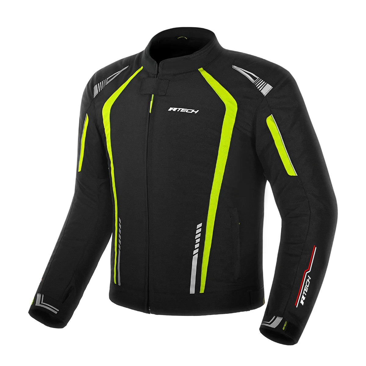 R-TECH MARSHAL TEXTILE MOTORBIKE TOURING JACKET BLACK YELLOW FLOU