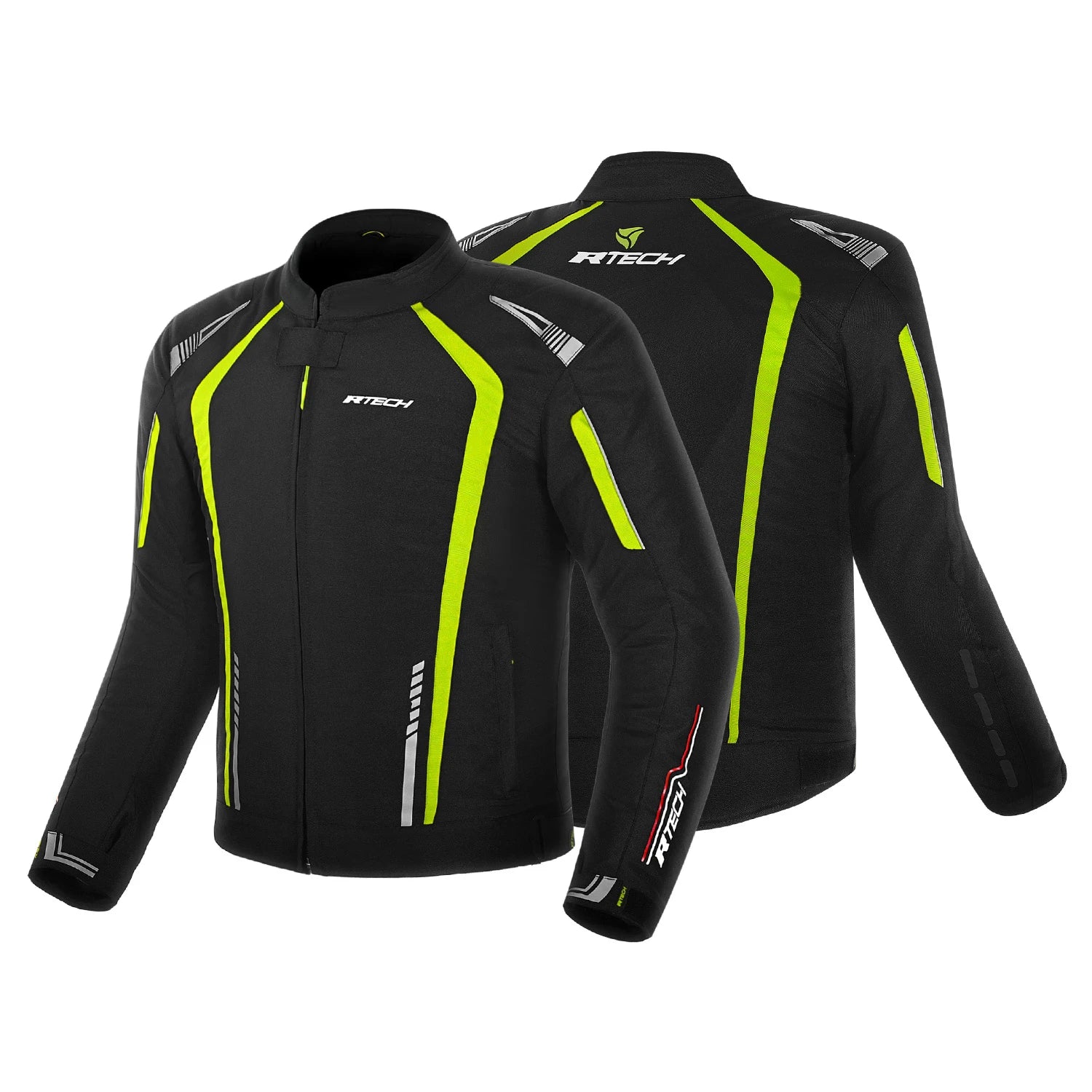 R-TECH MARSHAL TEXTILE MOTORBIKE TOURING JACKET BLACK YELLOW FLOU