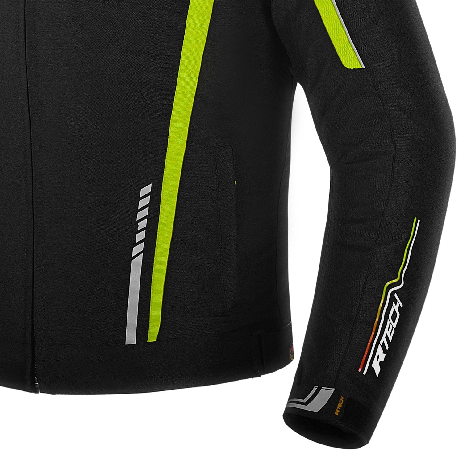R-TECH MARSHAL TEXTILE MOTORBIKE TOURING JACKET BLACK YELLOW FLOU