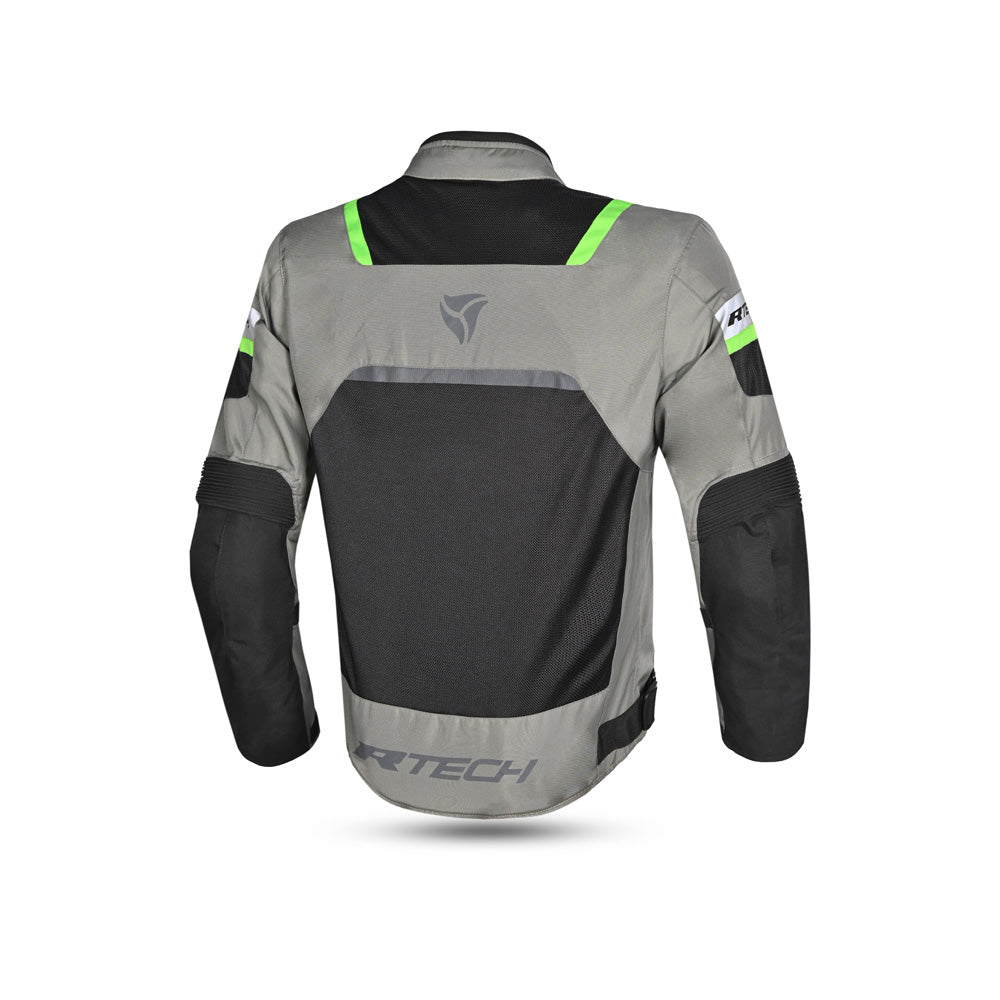 R-Tech Spiral Mesh Motorcycle Touring Jacket Cool Grey Black Flou Green