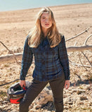 SHIMA RENEGADE 2.0 LADY MOTORCYCLE CHECKED SHIRT BLUE
