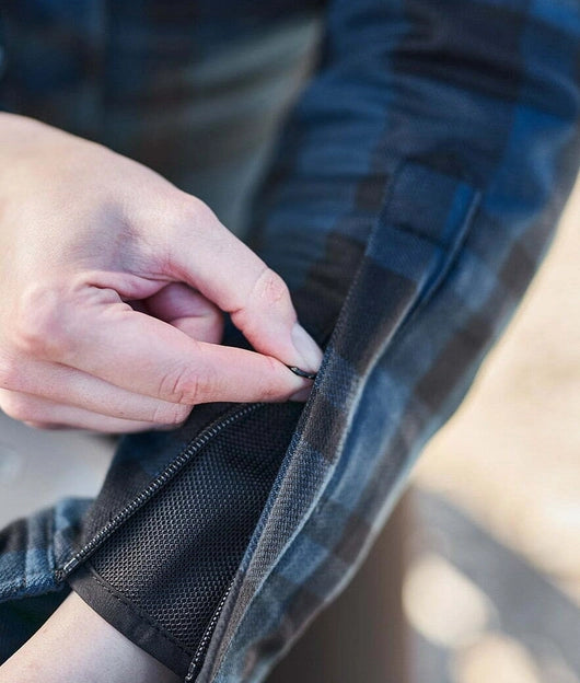 SHIMA RENEGADE 2.0 LADY MOTORCYCLE CHECKED SHIRT BLUE