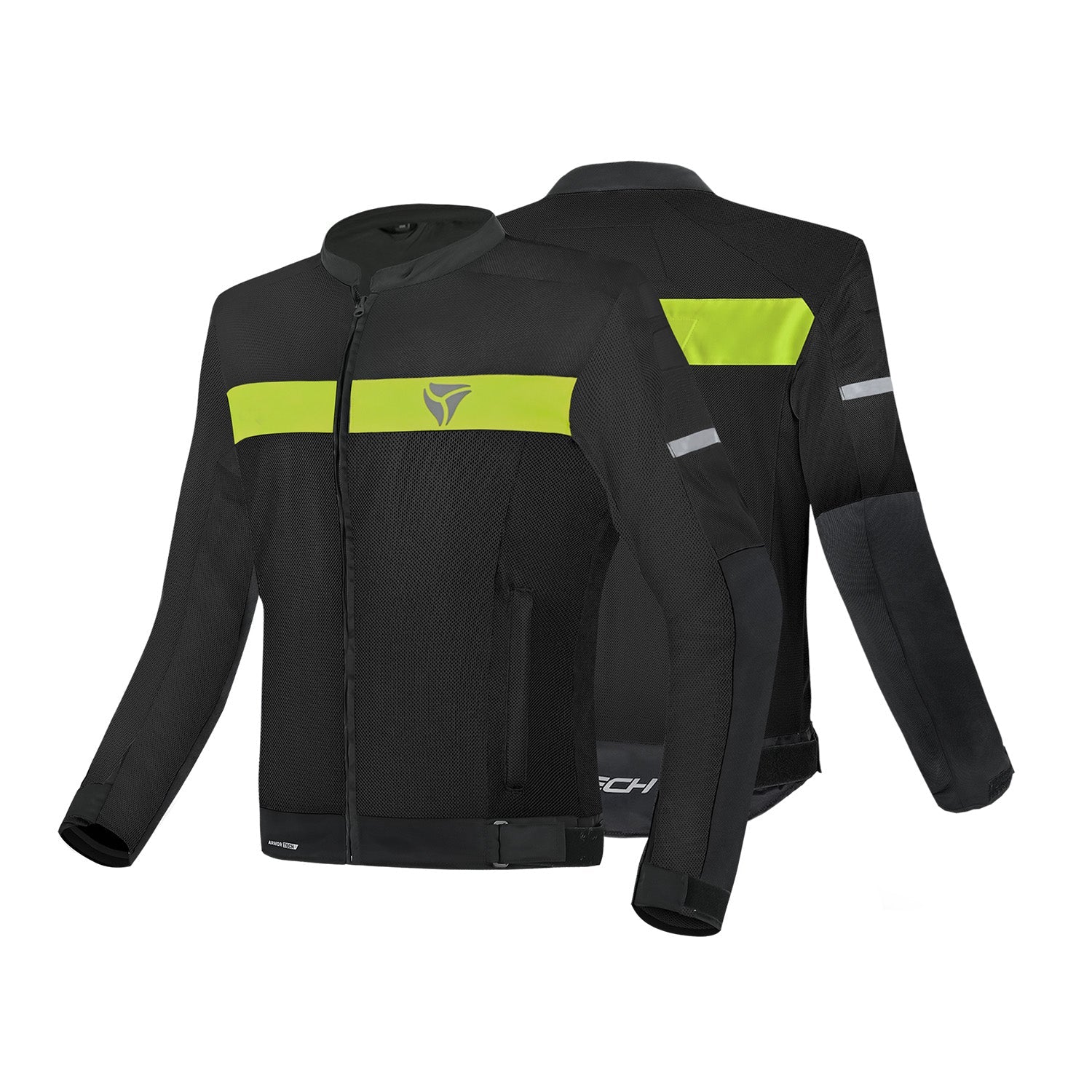 R-TECH Super Light Motorcycle Textile Jacket Black Yellow Fluro