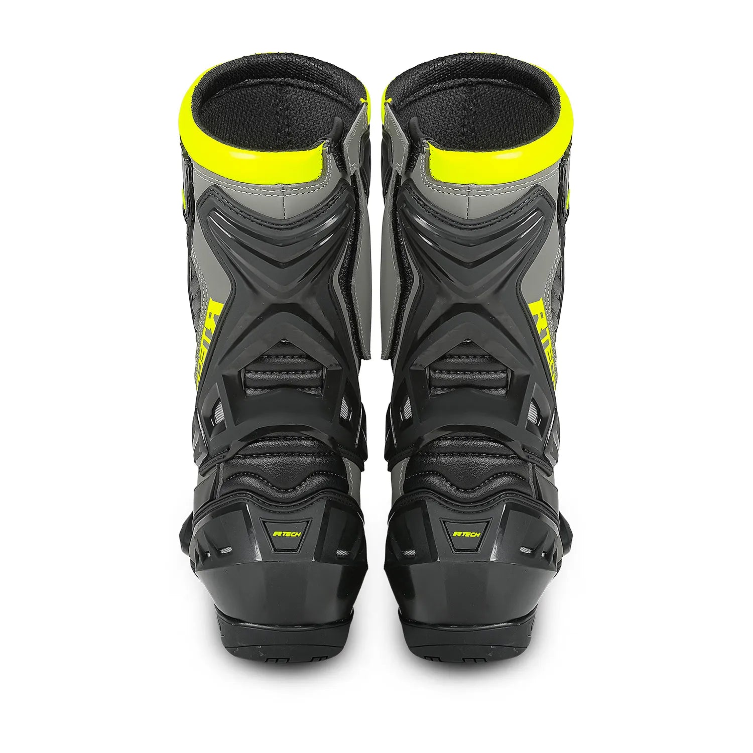 R-TECH Tornado 2.0 Motorcycle Leather Boots Black Grey Fluor Yellow