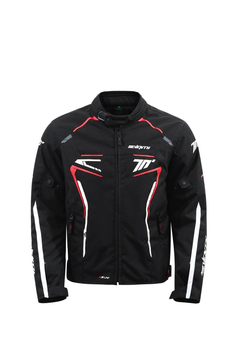 SEVENTY SD-JR65 Piston Street Riding Black & Red Motorcycle Jacket