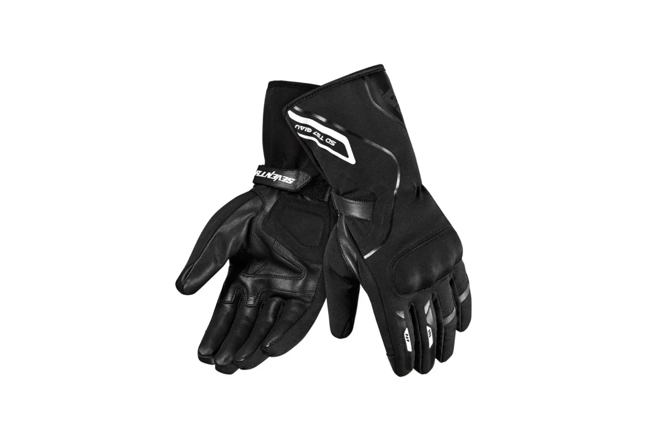 SEVENTY SD-T57 GIAU Men's Long Motorcycle Gloves Black/White