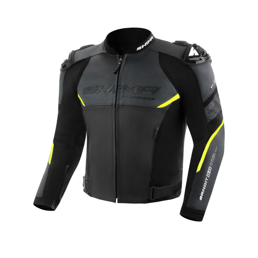 SHIMA BANDIT 2.0 MEN MOTORCYCLE LEATHER JACKET FLUO