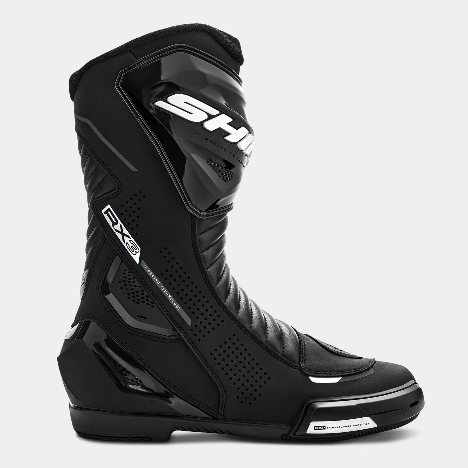 SHIMA RX-3 MEN MOTORCYCLE TOURING BOOTS BLACK WHITE