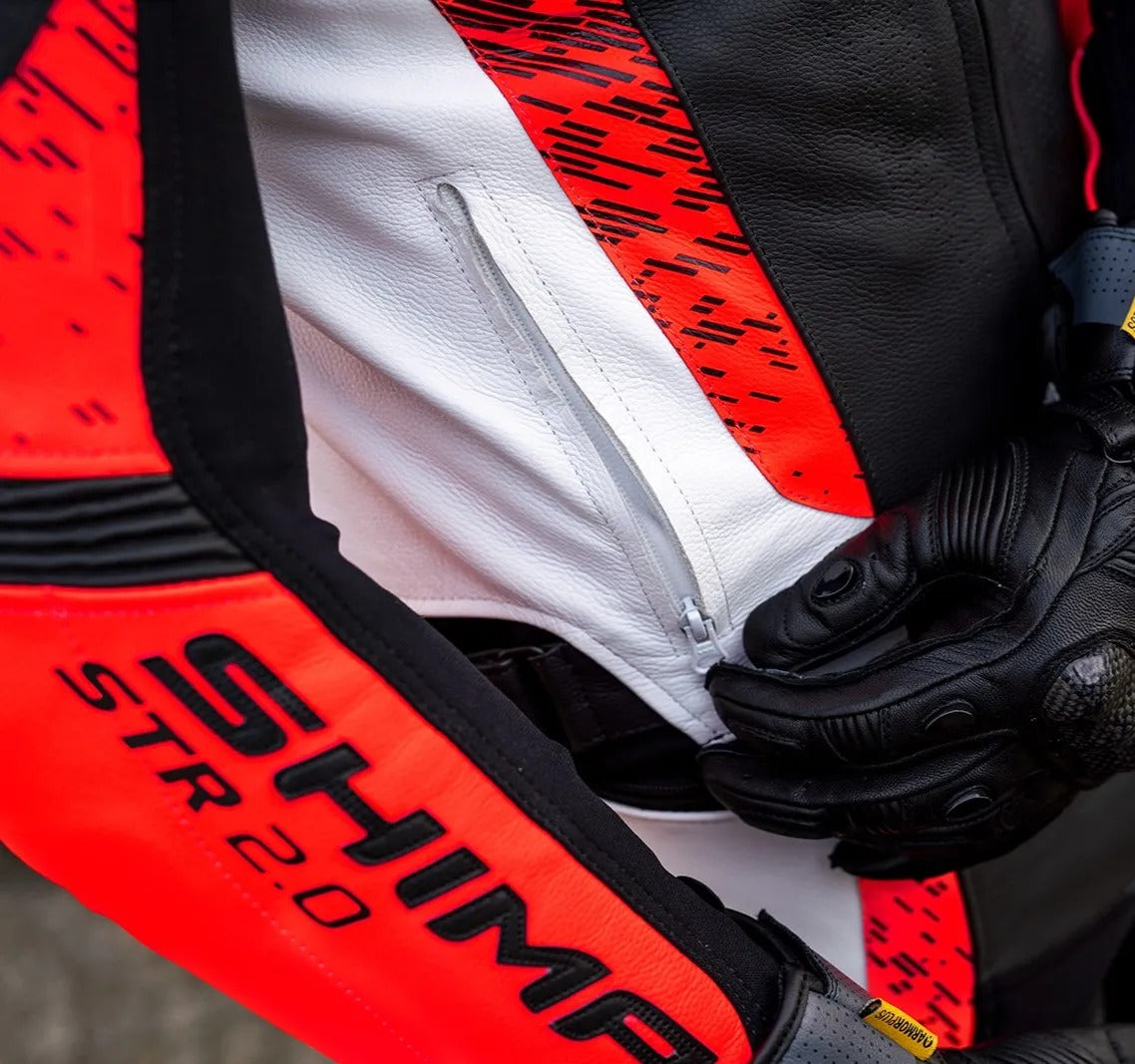 SHIMA STR 2.0 MEN MOTORCYCLE LEATHER JACKET FLUO