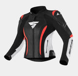 SHIMA MIURA 2.0 LADY MOTORCYCLE LEATHER JACKET BLACK RED FLUO