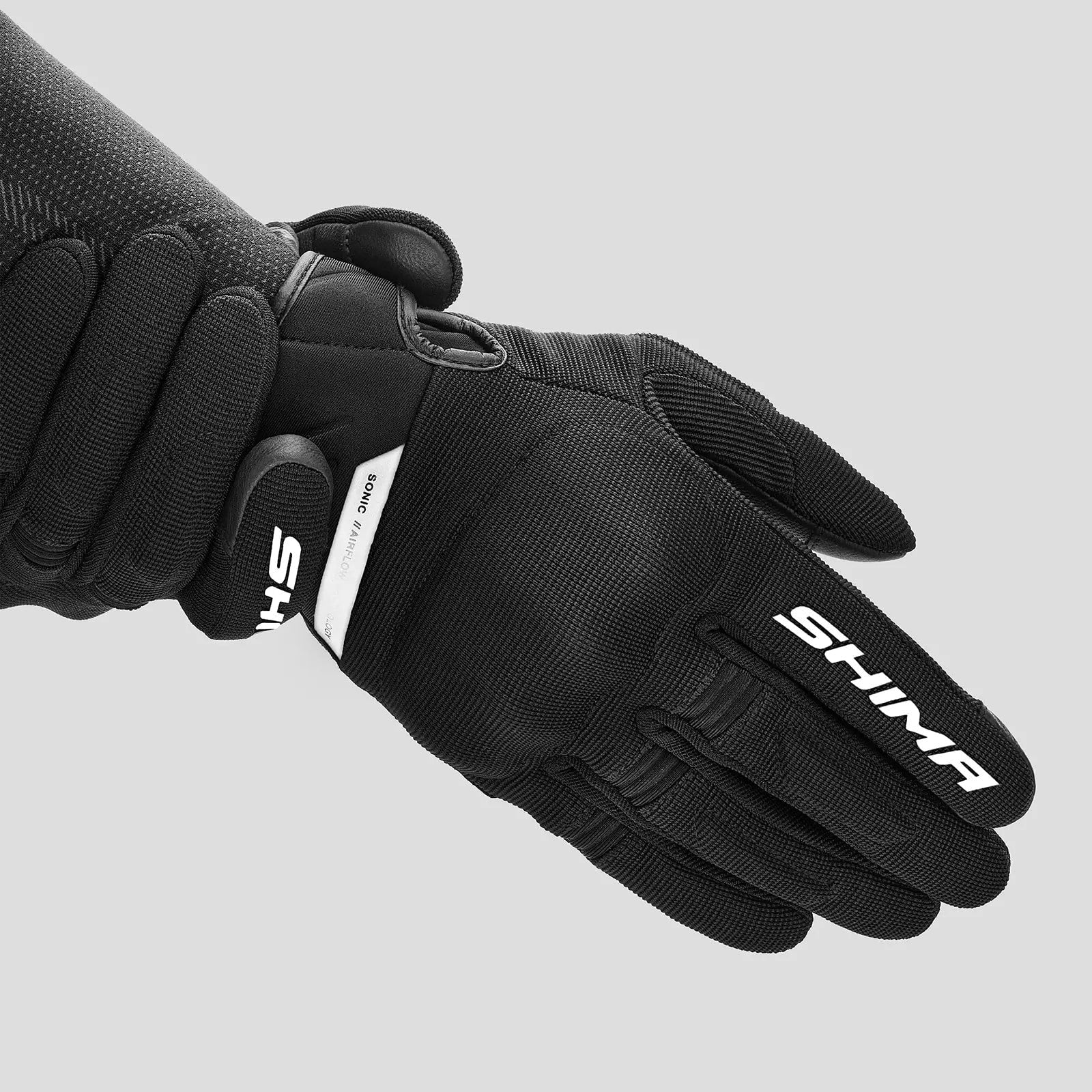 SHIMA SONIC MOTORCYCLE LEATHER GLOVES BLACK WHITE