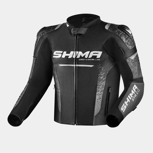 SHIMA STR 2.0 MOTORCYCLE MEN LEATHER JACKET BLACK