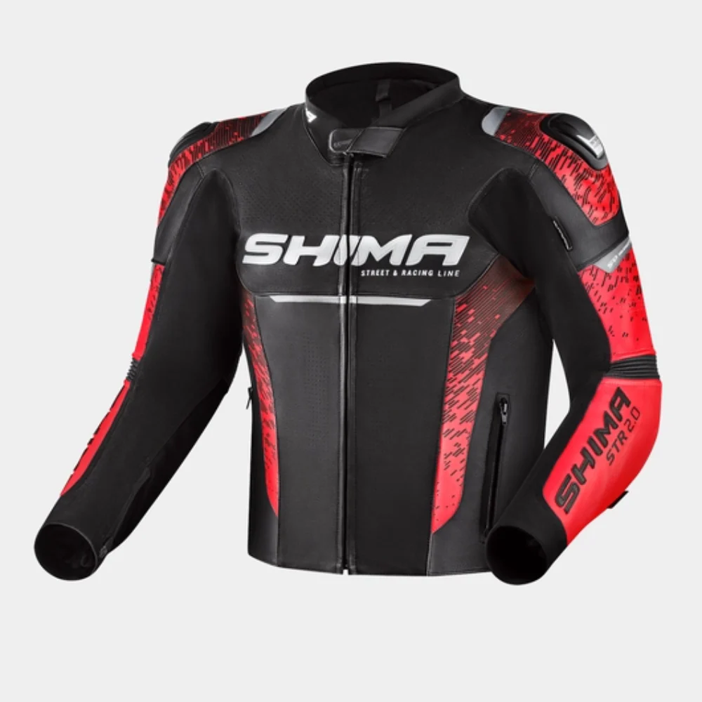 SHIMA STR 2.0 MOTORCYCLE LEATHER JACKET BRIGHT RED