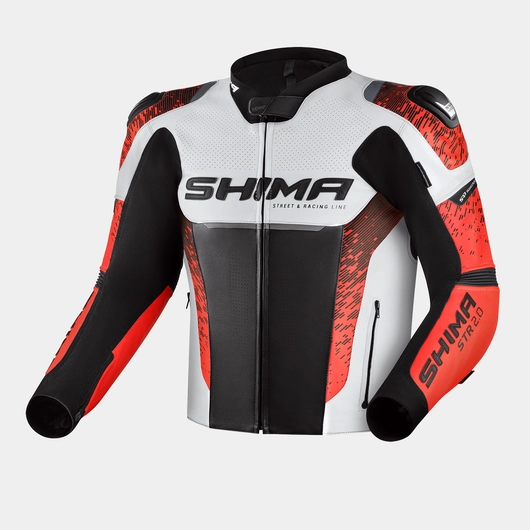 SHIMA STR 2.0 MOTORCYCLE LEATHER JACKET RED FLUO