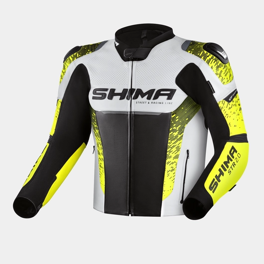 SHIMA STR 2.0 MEN MOTORCYCLE LEATHER JACKET FLUO