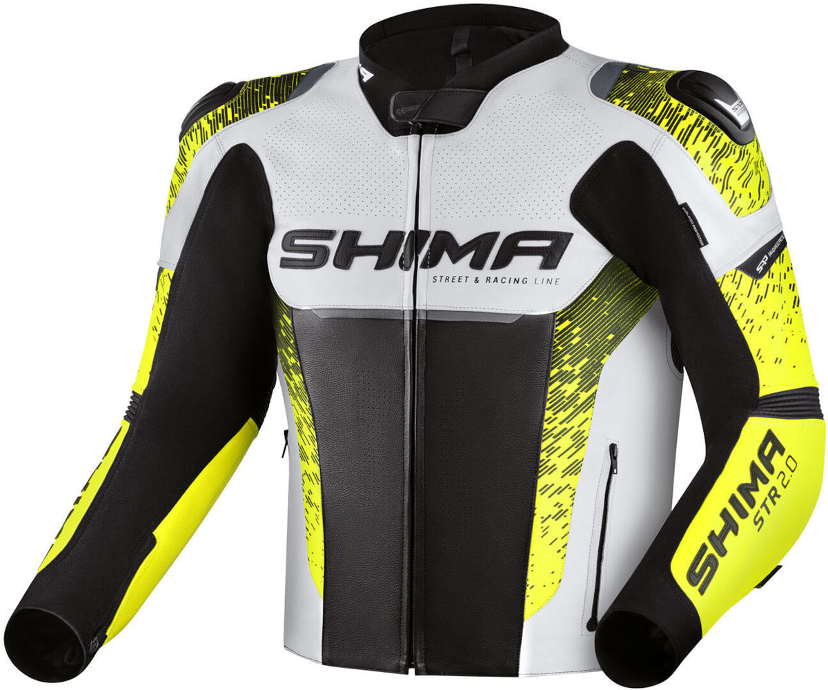 SHIMA STR 2.0 MEN MOTORCYCLE LEATHER JACKET FLUO