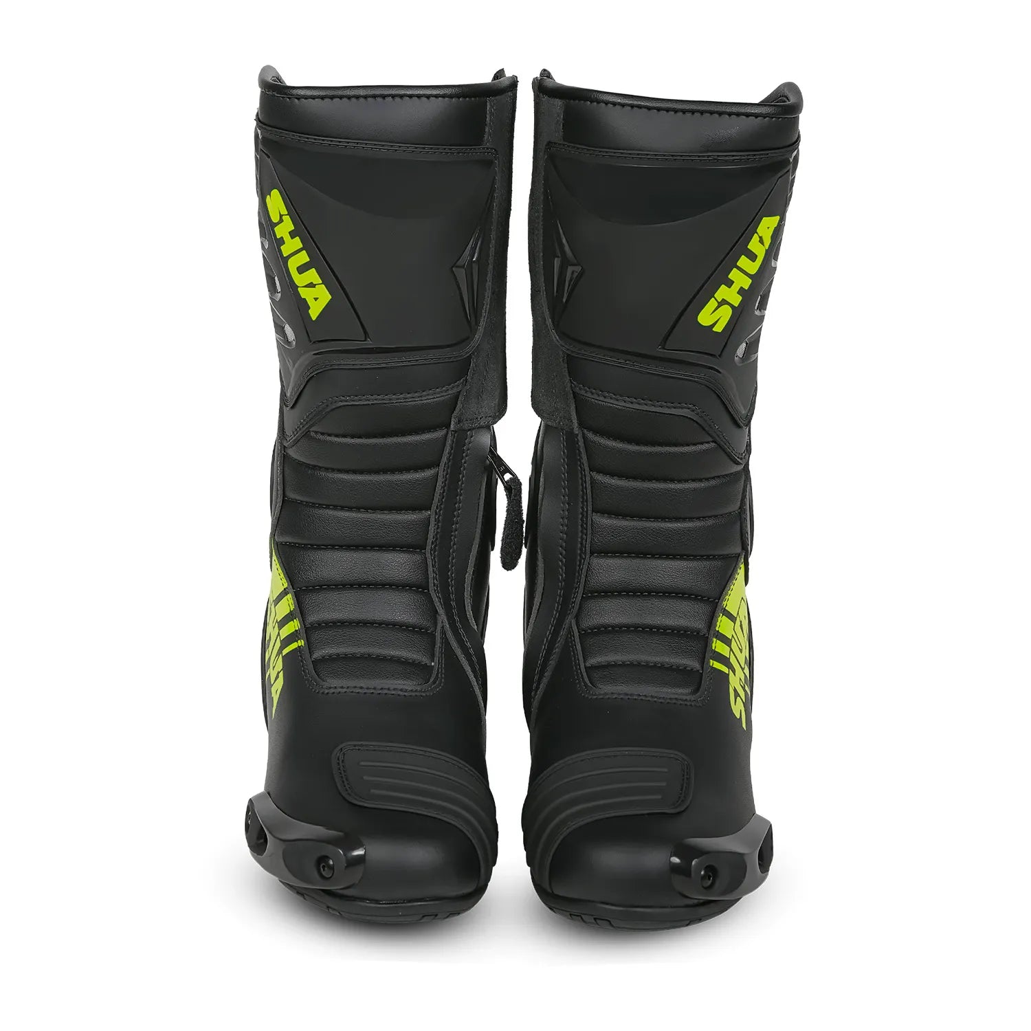 SHUA Super Tech Racing Motorcycle Leather Boots Black Fluor Yellow
