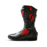 SHUA Super Tech Motorcycle Racing Leather Boots Black Red