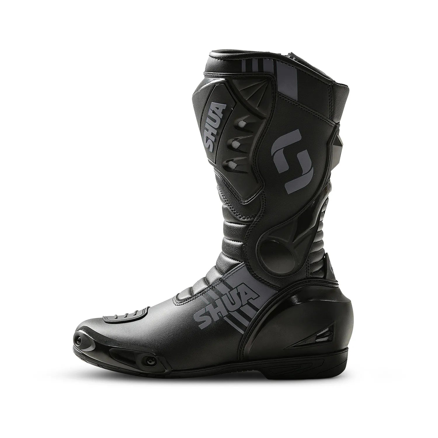 SHUA Super Tech Motorcycle Racing Leather Boots Black
