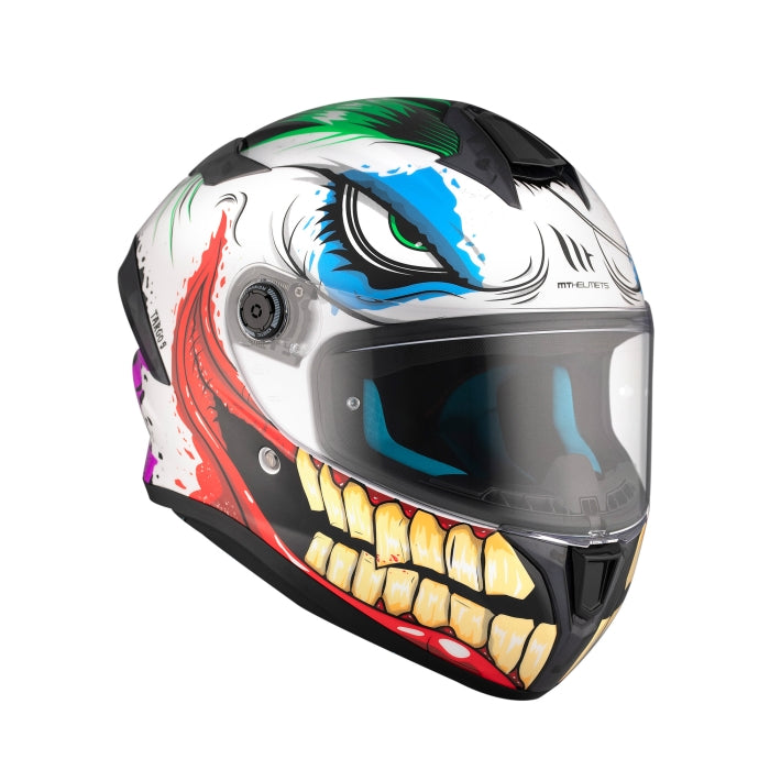 MT TARGO S JOKE SPORTS MOTORCYCLE FULL FACE HELMET GLOSS WHITE RED YELLOW