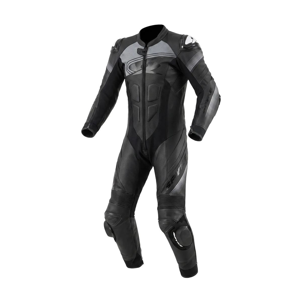 Spyke Estoril 1PC Motorcycle Racing Leather Suit Black Anthracite