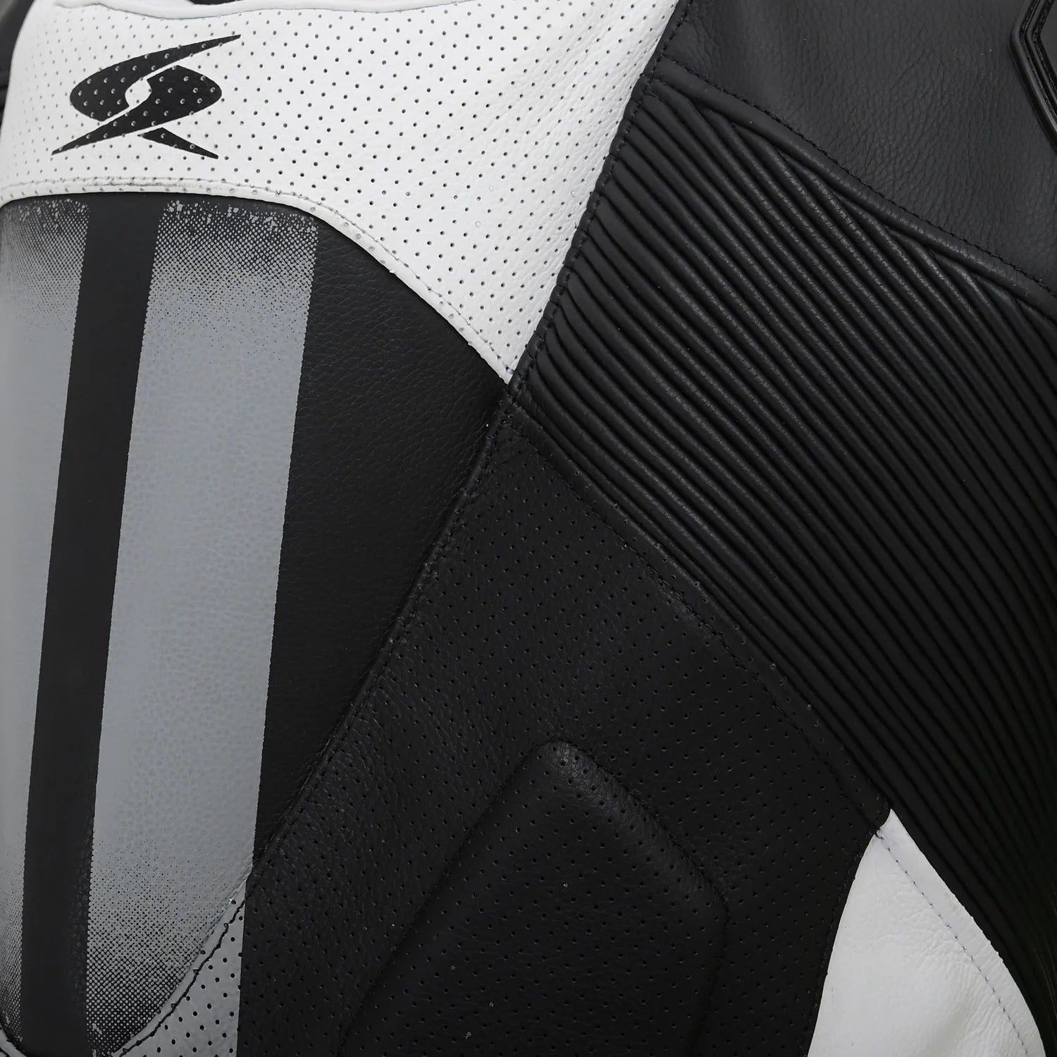Spyke Estoril 1PC Motorcycle Racing Leather Suit Black White Yellow Fluro