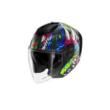 SHARK RS JET CARBON SHAYTAN MOTORCYCLE OPEN FACE HELMET GREEN VIOLET