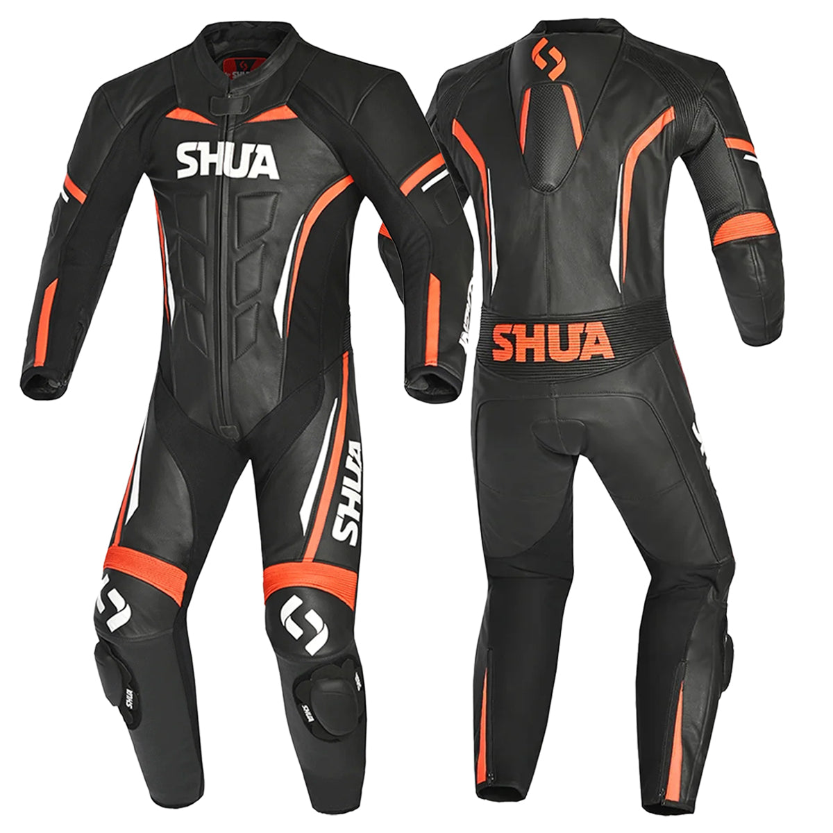 SHUA Infinity 1 PC Man Motorcycle Racing Leather Suit Black/Orange