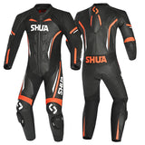 SHUA Infinity 1 PC Man Motorcycle Racing Leather Suit Black/Orange