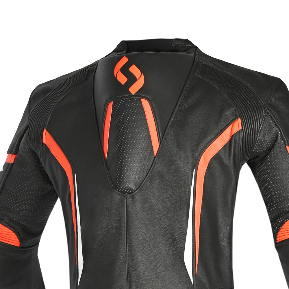 SHUA Infinity 1 PC Man Motorcycle Racing Leather Suit Black/Orange