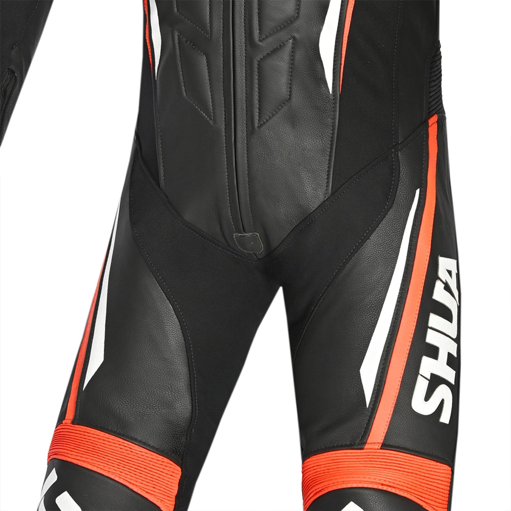 SHUA Infinity 1 PC Man Motorcycle Racing Leather Suit Black/Orange