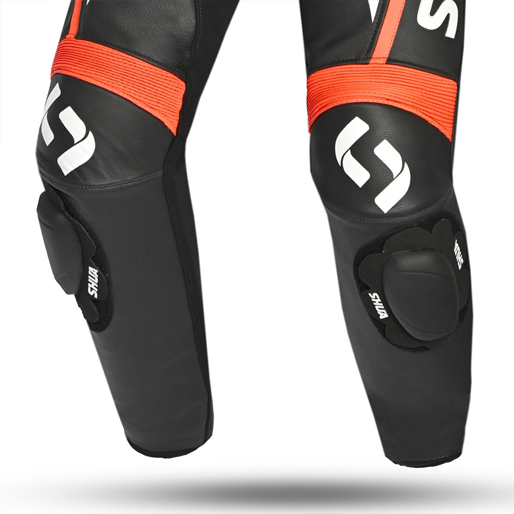 SHUA Infinity 1 PC Man Motorcycle Racing Leather Suit Black/Orange