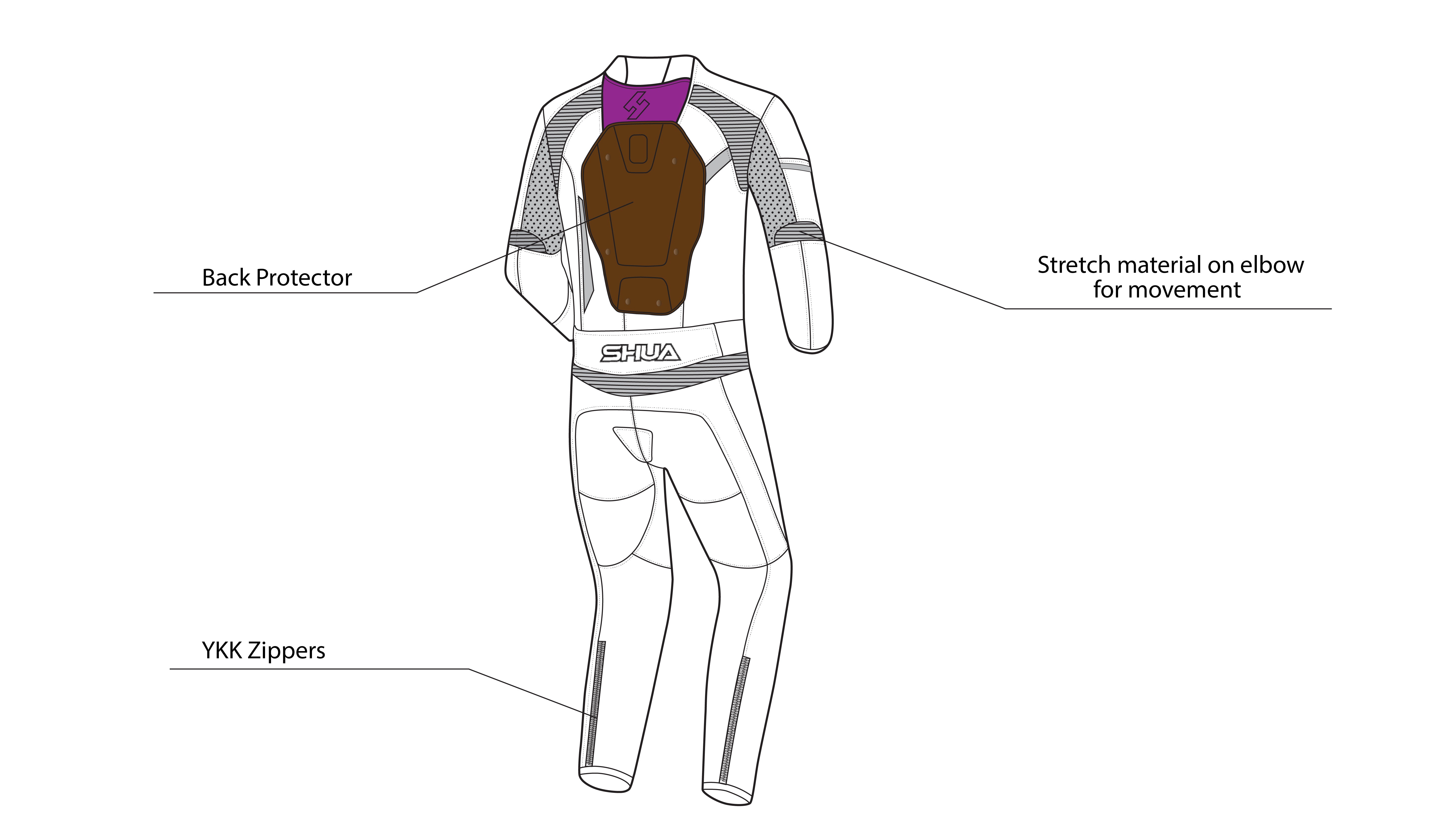 SHUA Infinity 2PC Motorcycle Racing Suit Black Blue