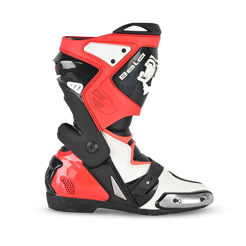 BELA RACE PRO MOTORCYCLE RACING LEATHER BOOTS BLACK WHITE RED