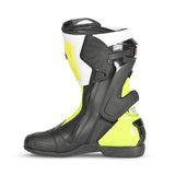 BELA - Turbo Track Racing Motorcycle Boots - Black White Yellow Flour - DELIVERY WITHIN 8 WEEKS 