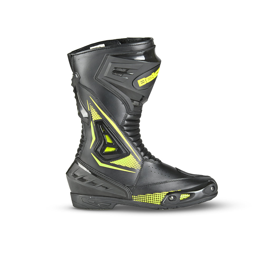 BELA Master Man Motorcycle Racing Boots Black Yellow Flouro