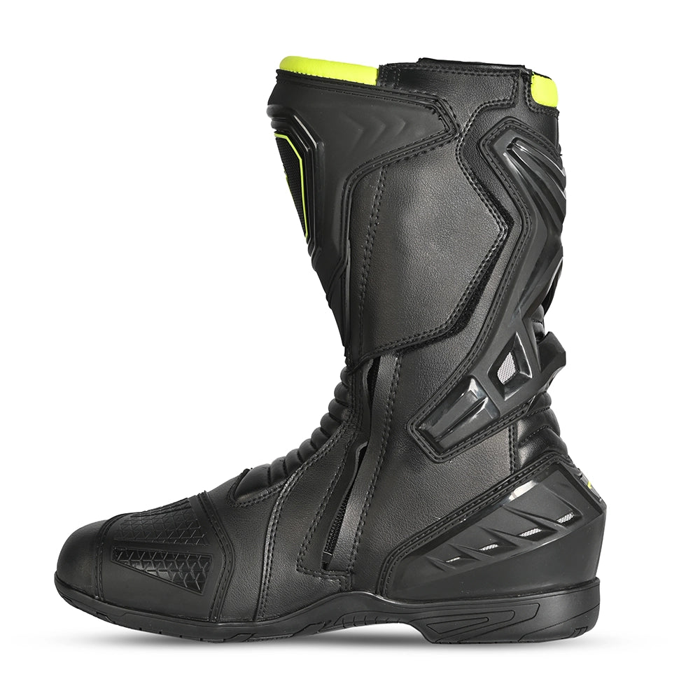 R-TECH Tornado 2.0 Motorcycle Leather Boots Black Grey Yellow Fluor