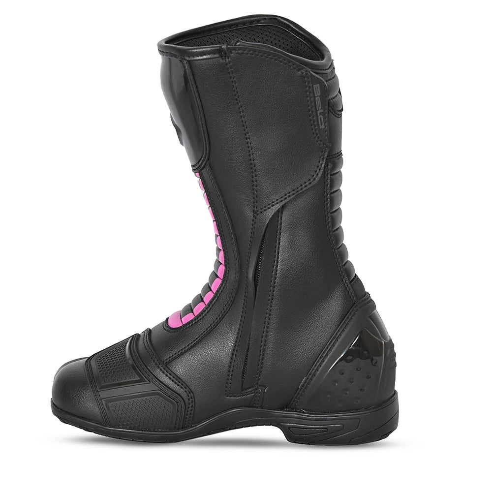 bela micro strip lady racing boots black and pink side view