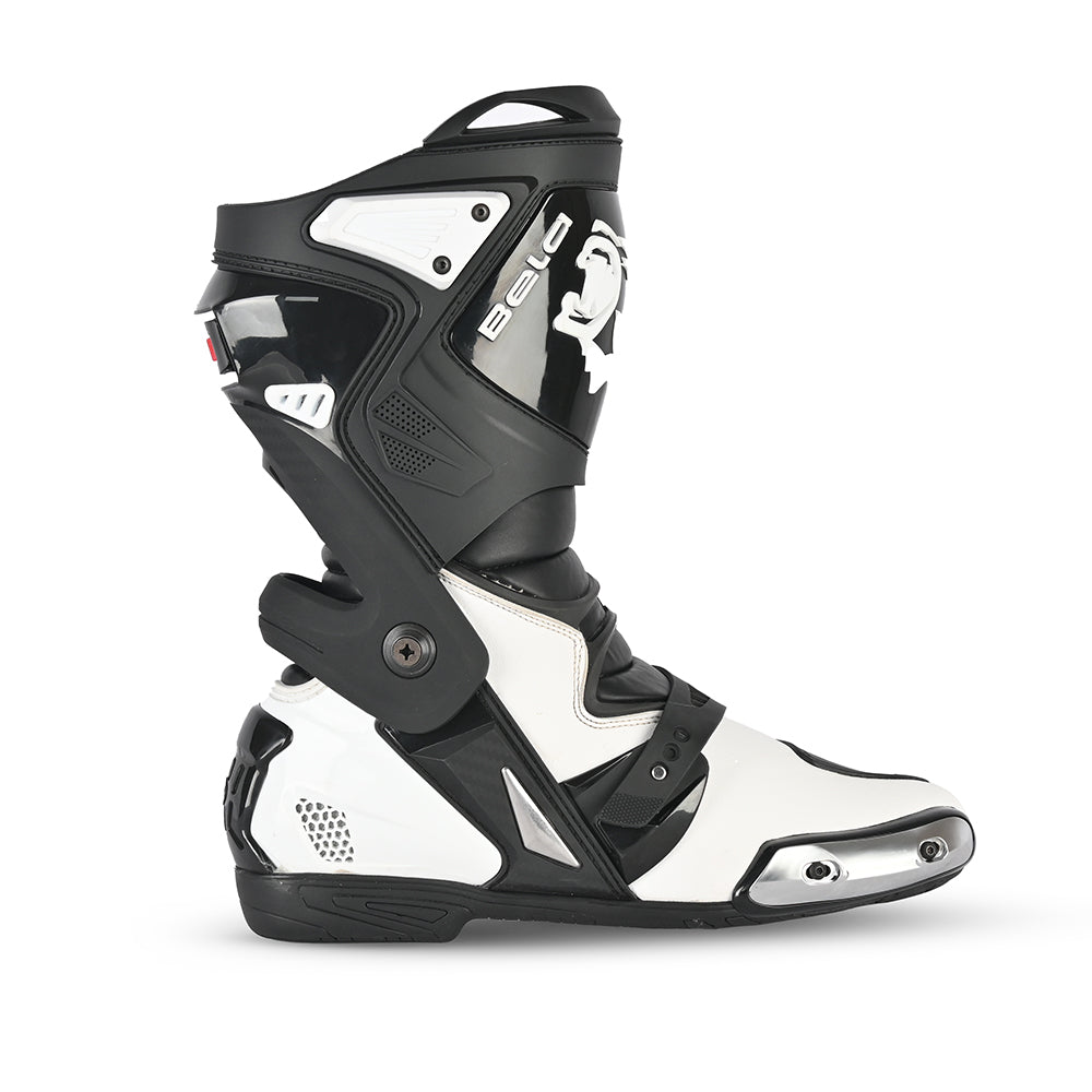 BELA RACE PRO MOTORCYCLE RACING LEATHER BOOTS BLACK WHITE